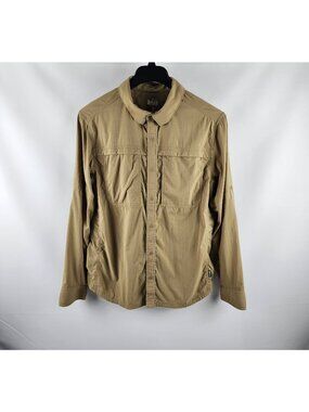 REI Coop Shirt Mens Medium Tan Brown Sahara Long Sleeve Solid Button-Down Shirt